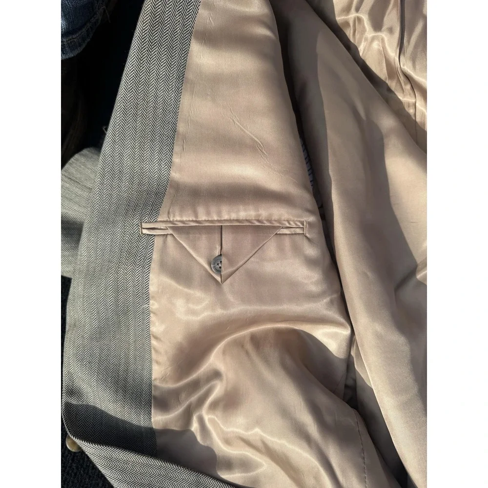Lauren Ralph Lauren Blazer Mens 44R Gray Wool Herringbone Tweed Sport Coat